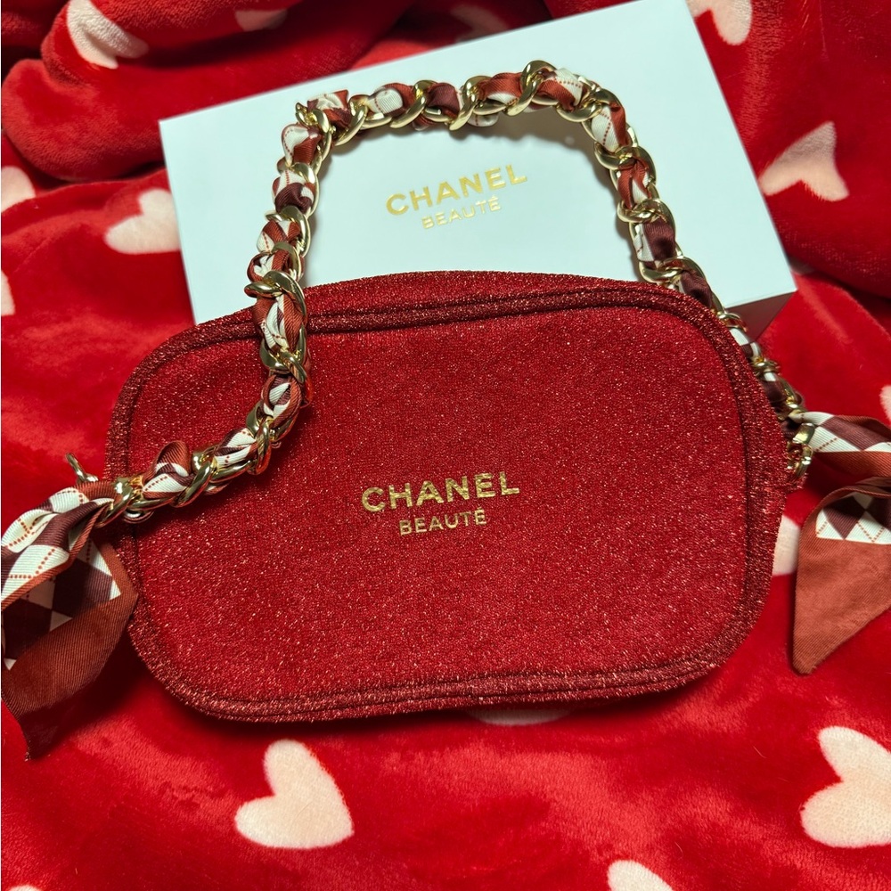 Chanel Red Bag W/Scarfed Strap New W/Box - Picture 3 of 8